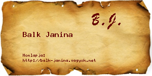 Balk Janina névjegykártya